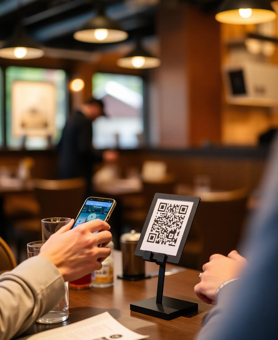 Gast scannt QR-Code am Tisch